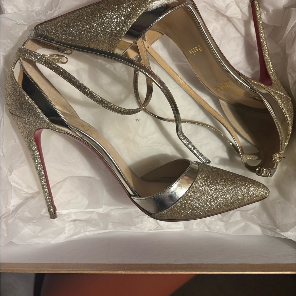 Christian Louboutin Gold and Silver Stiletto Heels